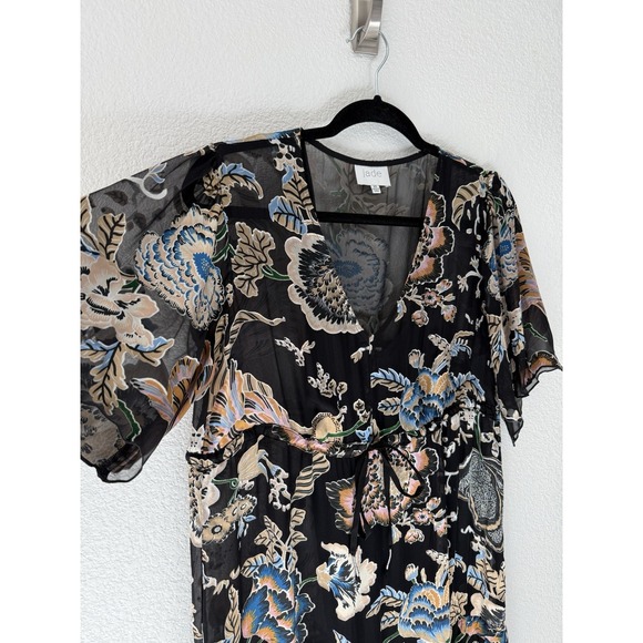 Johnny Was Melina Floral Maxi Dress XS Black Multicolor Velvet Burnout Metallic - Picture 3 of 7